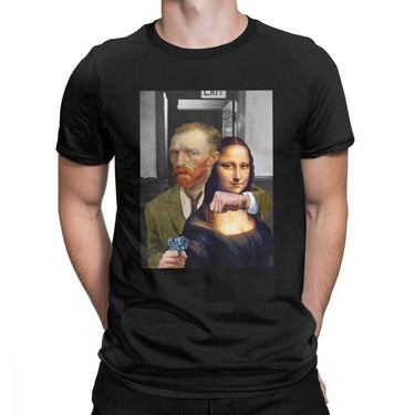 Van Gogh Takes Mona Lisa Hostage Classical Art Funny Mens Tee Boys Tee Humourous Modern Art Mona Lisa Tee Van Gogh Tee from NSE Imports #1.